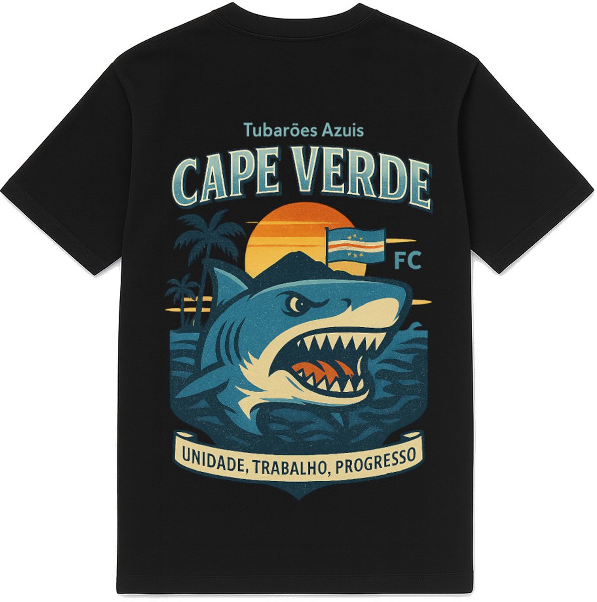 FC ELEVEN - Kaapverdië Tubaroes Azuis Heavy T-Shirt - Zwart