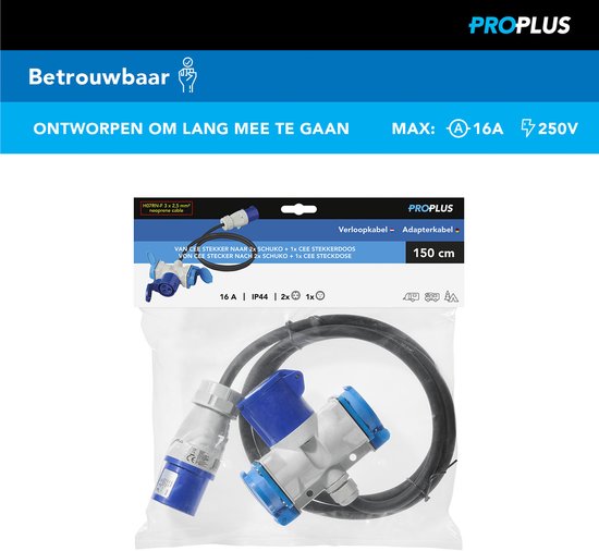 CEE 3-weg Schuko stekkerdoos 20M