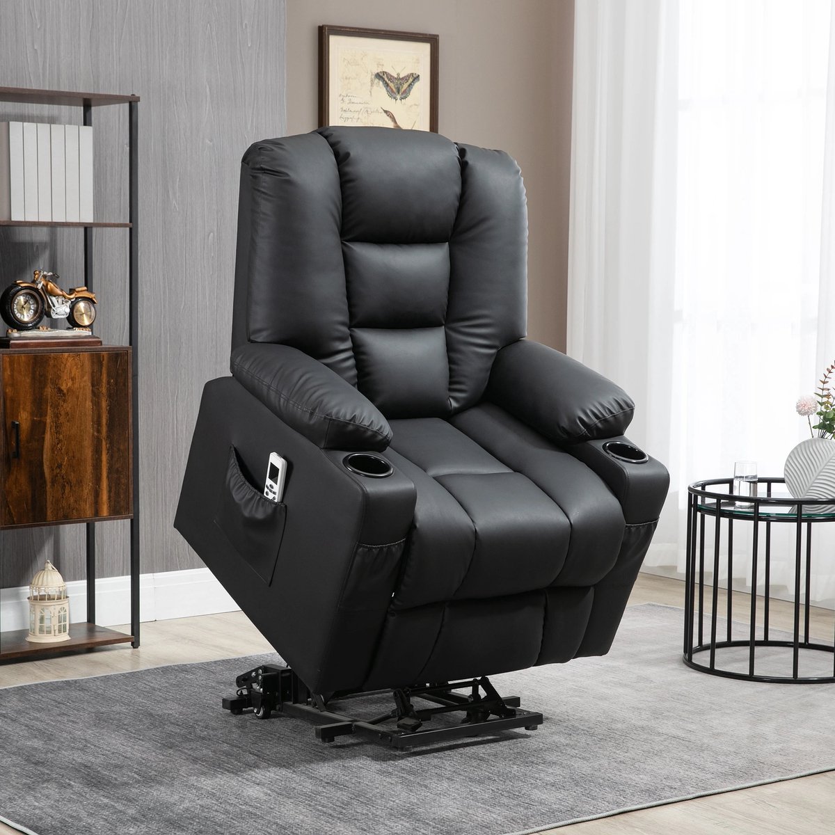 Smart-Elite Elektrische Relaxfauteuil Zwart Met Armleuning - afbeelding 3