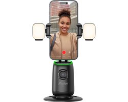 Audyn Gimbal voor Smartphone - 360° Tracking - USB-C - Ringlamp - 5 Uur Tracking - Selfiestick - Inclusief 2 LED Lampjes - Zwart