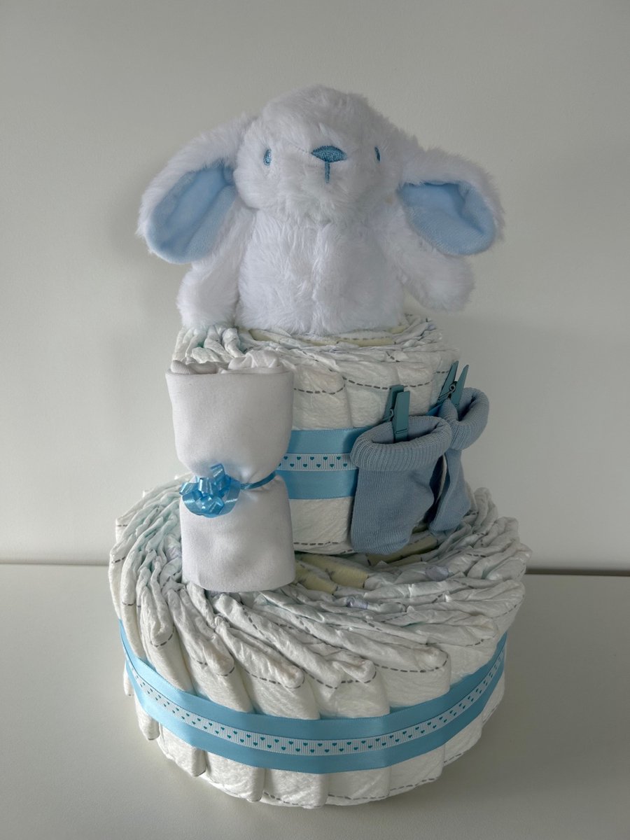 Image of 2-Laags Luiertaart SoftTouch Konijn Blauw
