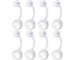 Lev Sieraden - PTFE/Bioflex Banana barbell retainer piercing van 1.6 x 10 mm met 5 en 8 mm balletjes - Navel piercing - zwangerschaps piercing