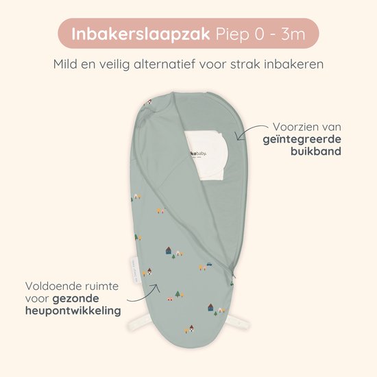 Puckababy Piep Inbakerslaapzakje baby (0-3m) - Tiny Village - Katoen TOG 0.5 - Zomerslaapzak van Puckababy — afbeelding 2