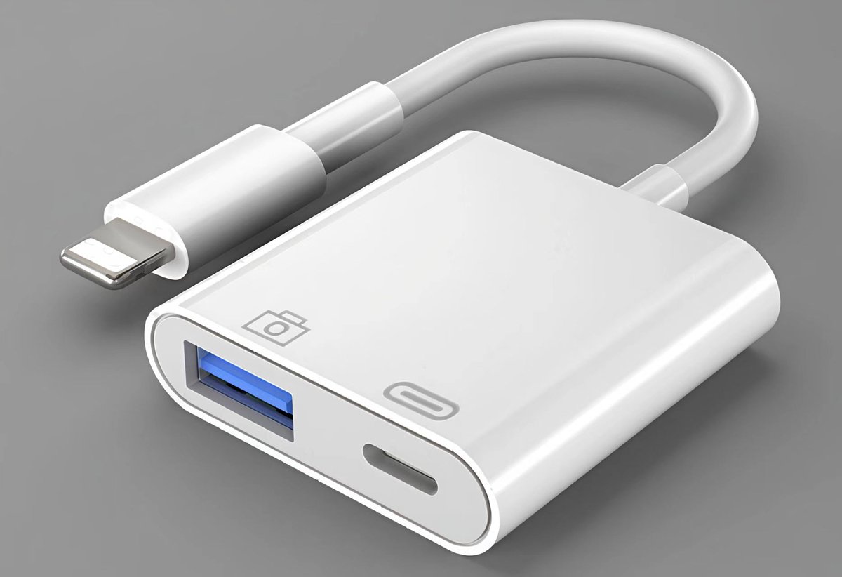 OTG-hub met enkele USB-poort - Lightning-naar-USB-adapter met oplaadpoort - USB 3.0