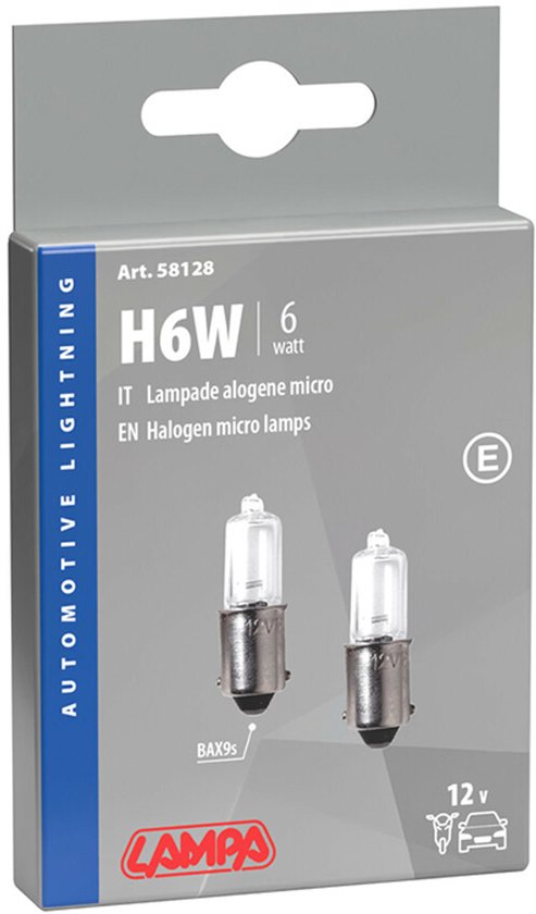 Osram Ultra Life H6W Bulbs (2 Pack) - 12V 6W BAX9s - 64132ULT - Made In Germany