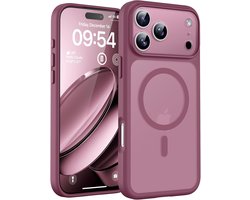 Geschikt voor Apple iPhone 17 Pro Max - Millitaire - Anti-vingerafdruk - Geschikt voor Mag - Volledige Camerabescherming - Schokbestendig - Dun - Matte Back Cover Hoesje - Pruim