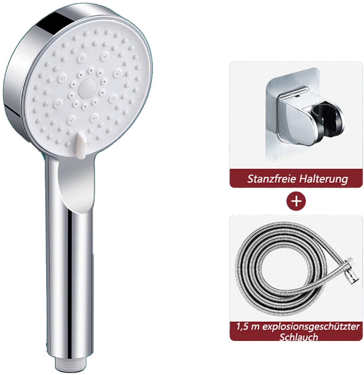 1x Turbo douchekop hoge druk - 5 Spraaimodi - Silikondüsen - 1,5m Slag - Badkamer Accessoire