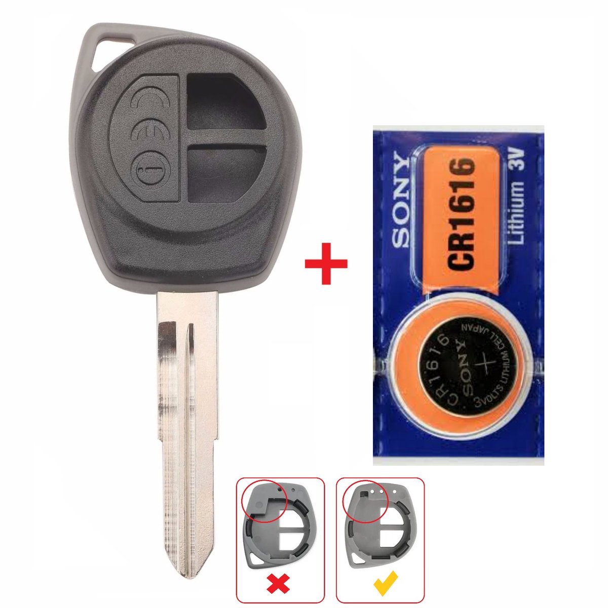 Autosleutel 2 knoppen geschikt voor Suzuki sleutel / Suzuki Swift / met batterij.
