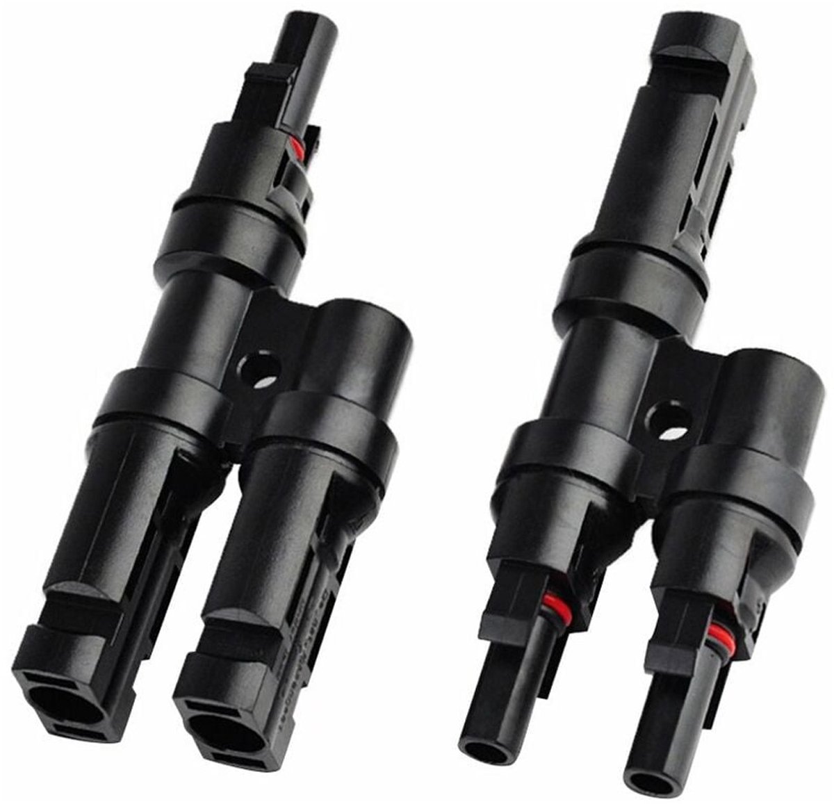 TOVBMUP 2 Stuks T-Type Solarstekker Set - Y-Verbinding Mannelijk en Vrouwelijk - IP67 Waterdicht Zonder Gereedschap Monteerbaar - Geschikt voor MC-4 PV Kabels en Meeste Zonnepanelen - Compatibel met Standaard Fotovoltaïsche Systemen