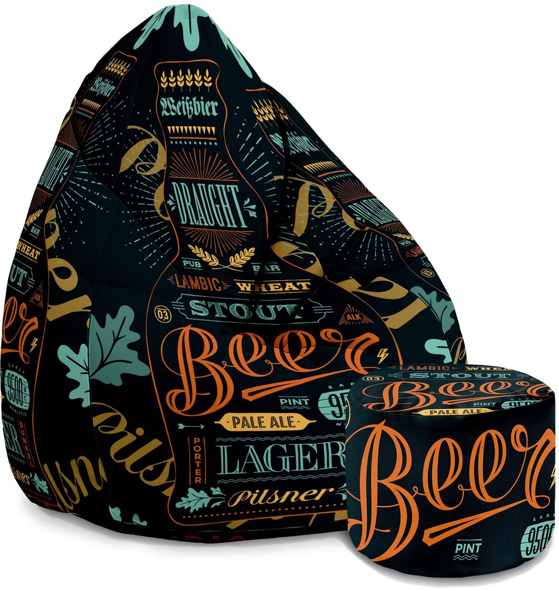 DreamRoots Velvet Zitzak voor Volwassenen – Luxe Beanbag met Voetsteun en Afneembare Hoes – Inclusief Vulling – 80x80x120 cm - Black Beer