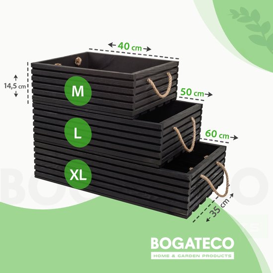 BOGATECO Houten Kist Naturel, 40 x 35 x 14,5 cm, Decoratieve Fruitkist, Groentekist, Opbergkist | Grijs