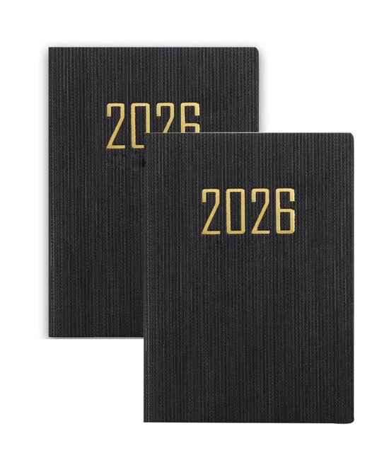 NOTIQUE Agenda 2026 ca. A5 (15x21 cm), afsprakenkalender met textiel-bladwijzer, weekplanner, boekkalender, hardcover weekkalender (zwart