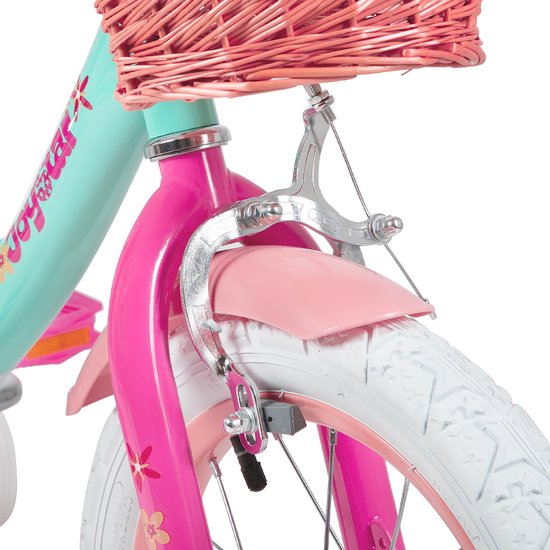 Joystar Unicorn Kinderfiets voor Meisjes - 18 Inch - Mand - Zijwieltjes - Bel - Handrem - Groen - Geschikt voor buitenactiviteiten in de lente van JOYSTAR — afbeelding 3