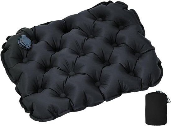 Opblaasbare zitkussens Stadionkussens Ultralicht waterdicht luchtkussen Draagbare buitenzitmat voor reizen, kamperen, boten, concerten, wandelen, wandelen, kantoorstoel, vliegtuig - Zwart