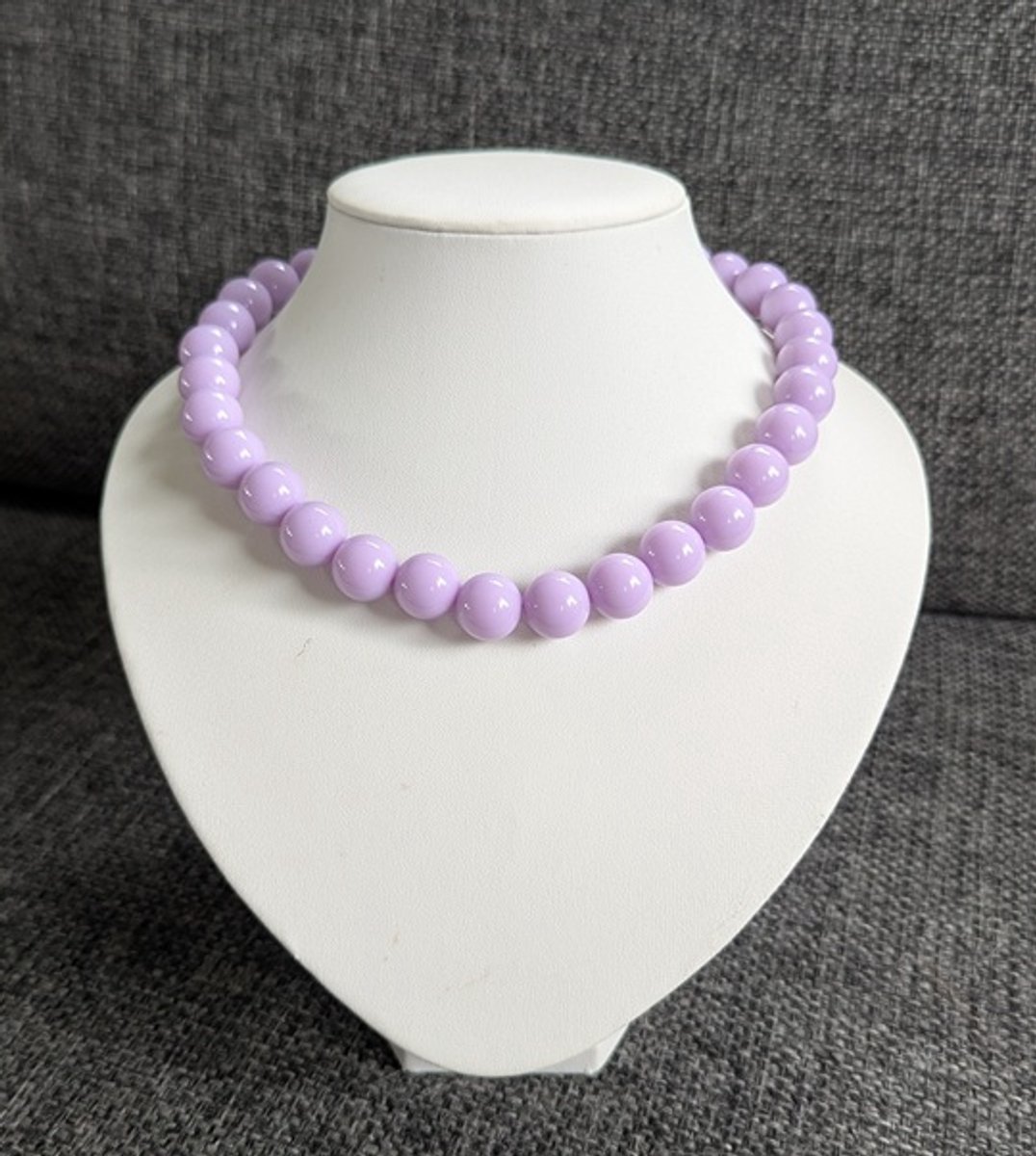 SWAN - halsketting - kralenketting - statement ketting - necklace - Pilion - grote kralen - acryl - 14mm - pastel lila - big beads - bold beads