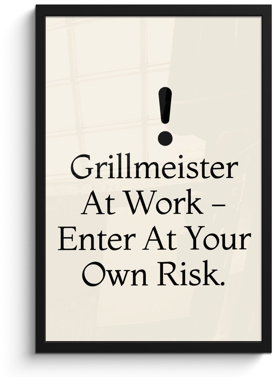 FrameYourWall Poster in lijst - Fotolijst 40x60 cm - Posters - Grill - Uitroepteken - Zwart - Tekst - Posterlijst zwart - Decoratie - Wanddecoratie woonkamer - Muurdecoratie slaapkamer Tekst - Grill