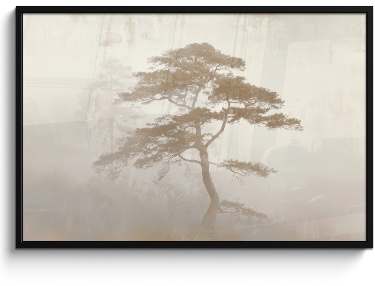 FrameYourWall Poster in lijst - Fotolijst 120x80 cm - Posters - Boom - Oosterse stijl - Landschap - Posterlijst zwart - Decoratie - Wanddecoratie woonkamer - Muurdecoratie slaapkamer Boom - Landschap