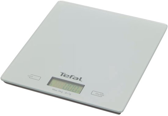Balance de cuisine essentielle Tefal | Balance de Kitchen Balance The Cuisine | Balance de cuisine numérique | BC5306VO | Balance de ménage électronique rectangulaire | Argent