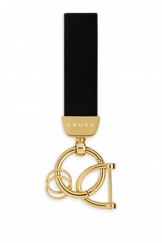 Porte-clés de voiture Cruva Zwart et or - Porte-clés en cuir de Luxe - Cadeau - Convient pour Volkswagen/ Mercedes/ Audi/ BMW - Porte-clés de voiture - Différentes couleurs - Pendentif en cuir - Fermeture Premium - Haute qualité