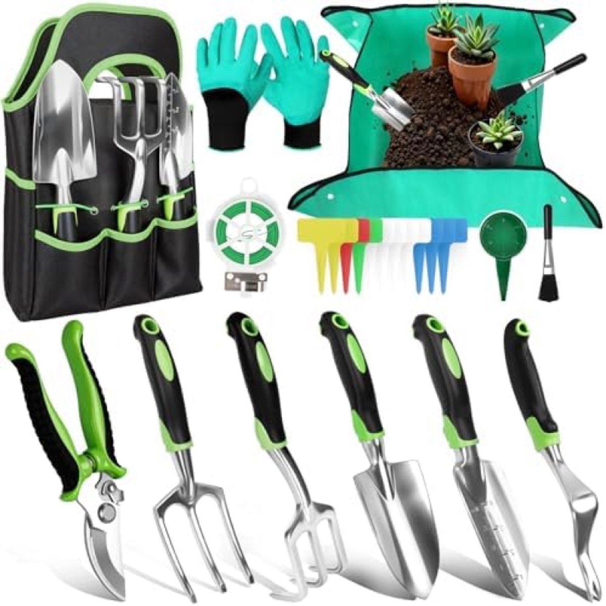 Complete Tuinset met Draagtas - 6 Delige Gereedschapsset voor Plantenverzorging