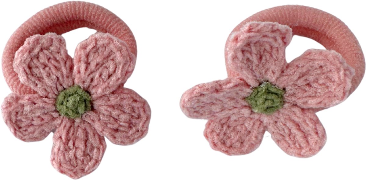 Baby haarelastiekjes met strikje - cotton bloom pink