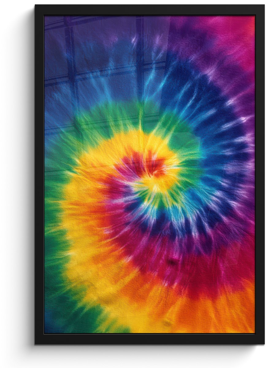FrameYourWall Poster in lijst - Fotolijst 40x60 cm - Posters - Regenboogkleuren - Spiraal - Kleurrijk - Posterlijst zwart - Decoratie - Wanddecoratie woonkamer - Muurdecoratie slaapkamer Multicolor