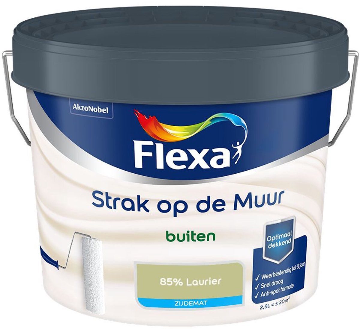 Flexa - Strak op de Muur Buiten Muurverf Zijdemat - 85% Laurier - Mengverf - 2.5 L