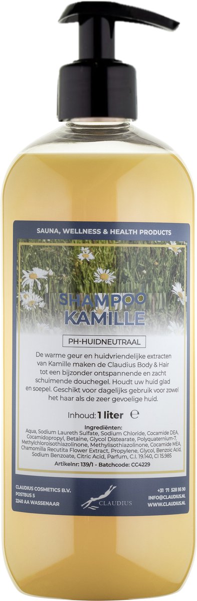 Shampoo Kamille - 1 liter (transparant) met pomp - Haarverzorging