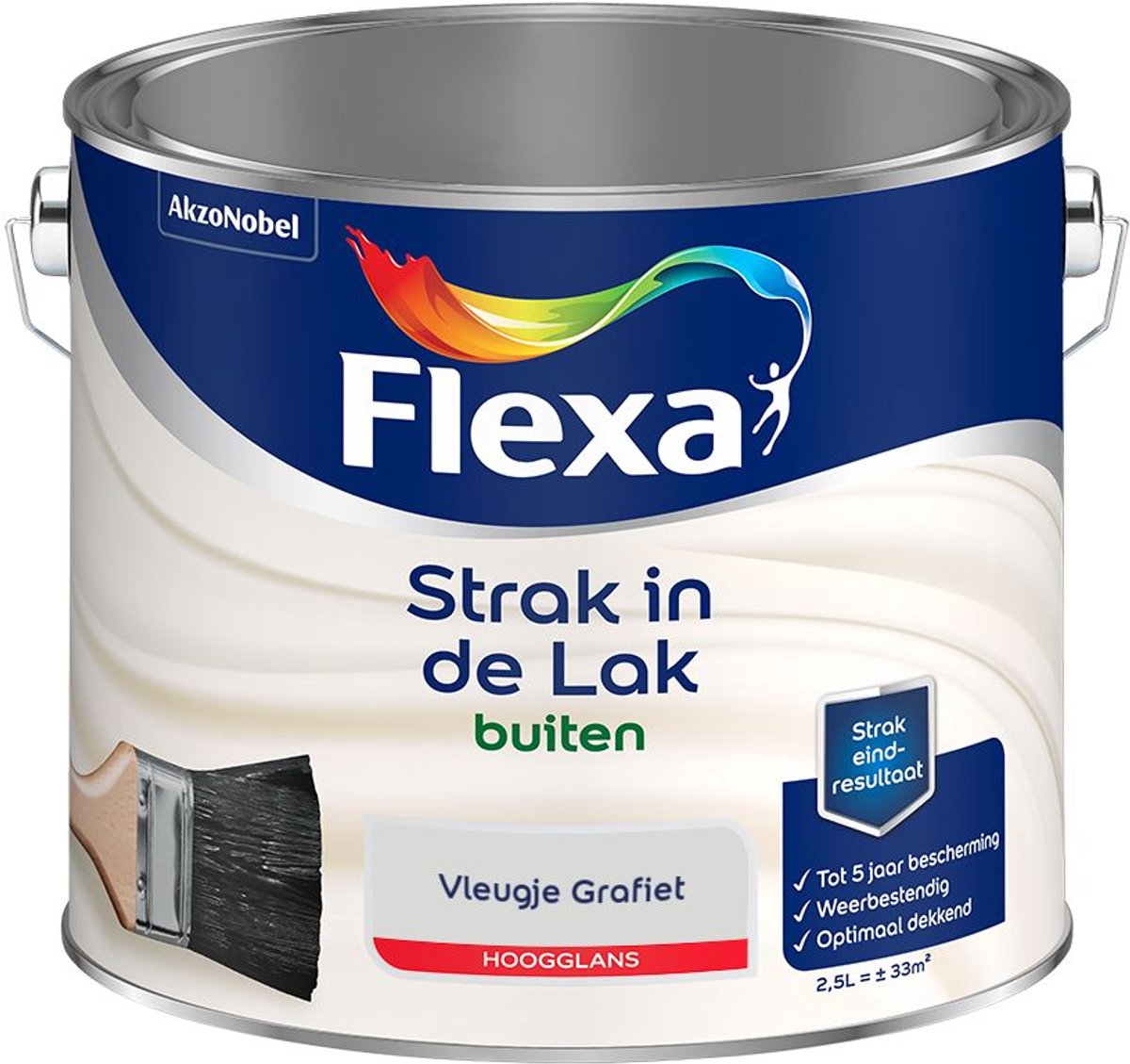 Flexa - Strak in de Lak Buitenlak Hoogglans - Vleugje Grafiet - Mengverf - 2.5 L
