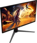 Bovenaanzicht van een AOC gaming monitor met beeldscherm vol actie-game afbeelding.