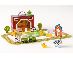 Tooky Toy® Boerderij Box - Bouw je eigen Boerderij - Stimulerend houten Montessori speelgoed – Duurzaam, Educatief en Creatief spel voor Kinderen om Zelfredzaamheid en Vaardigheden te Ontwikkelen