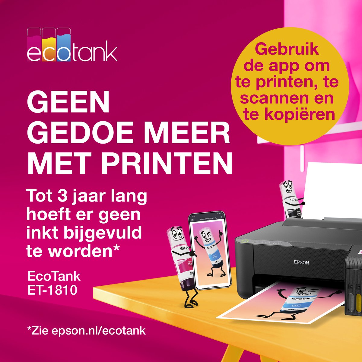 Epson EcoTank ET-1810 - Single Function Inkttank Printer - Inclusief tot 3 jaar inkt — afbeelding 3