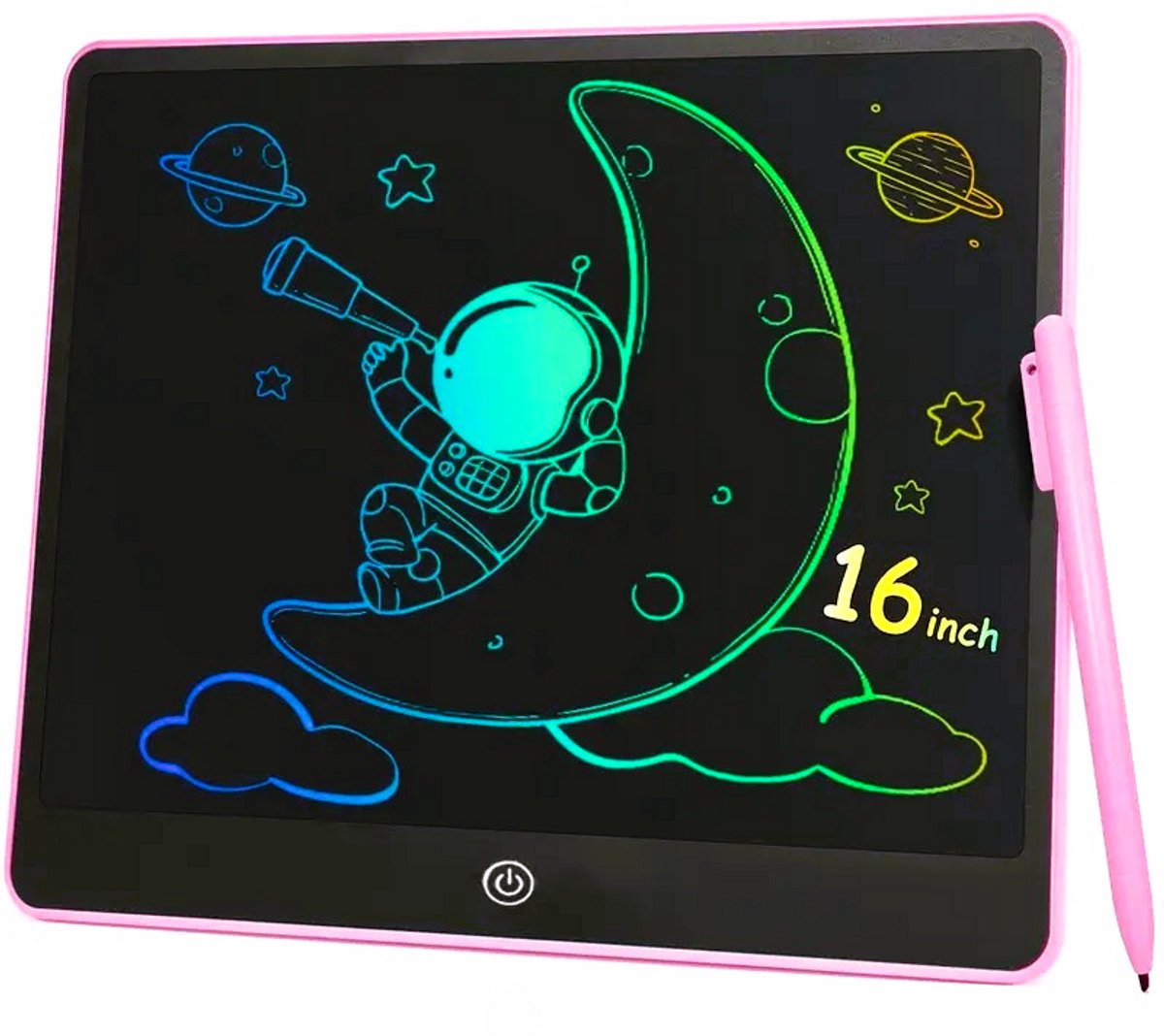 K&R Ventures® LCD Tekentablet – 16 Inch Digitaal Tekenbord voor Kinderen – Kleurrijk Schrijfbord & Notitiebord – Educatief Speelgoed – Extra Groot – Roze