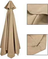 Parapludoek - Vervangend doek - Bescherming tegen zon en regen - Ronde enkellaagse parasol - 3 m met 6 baleinen - Alleen doek, zonder stok -Khaki