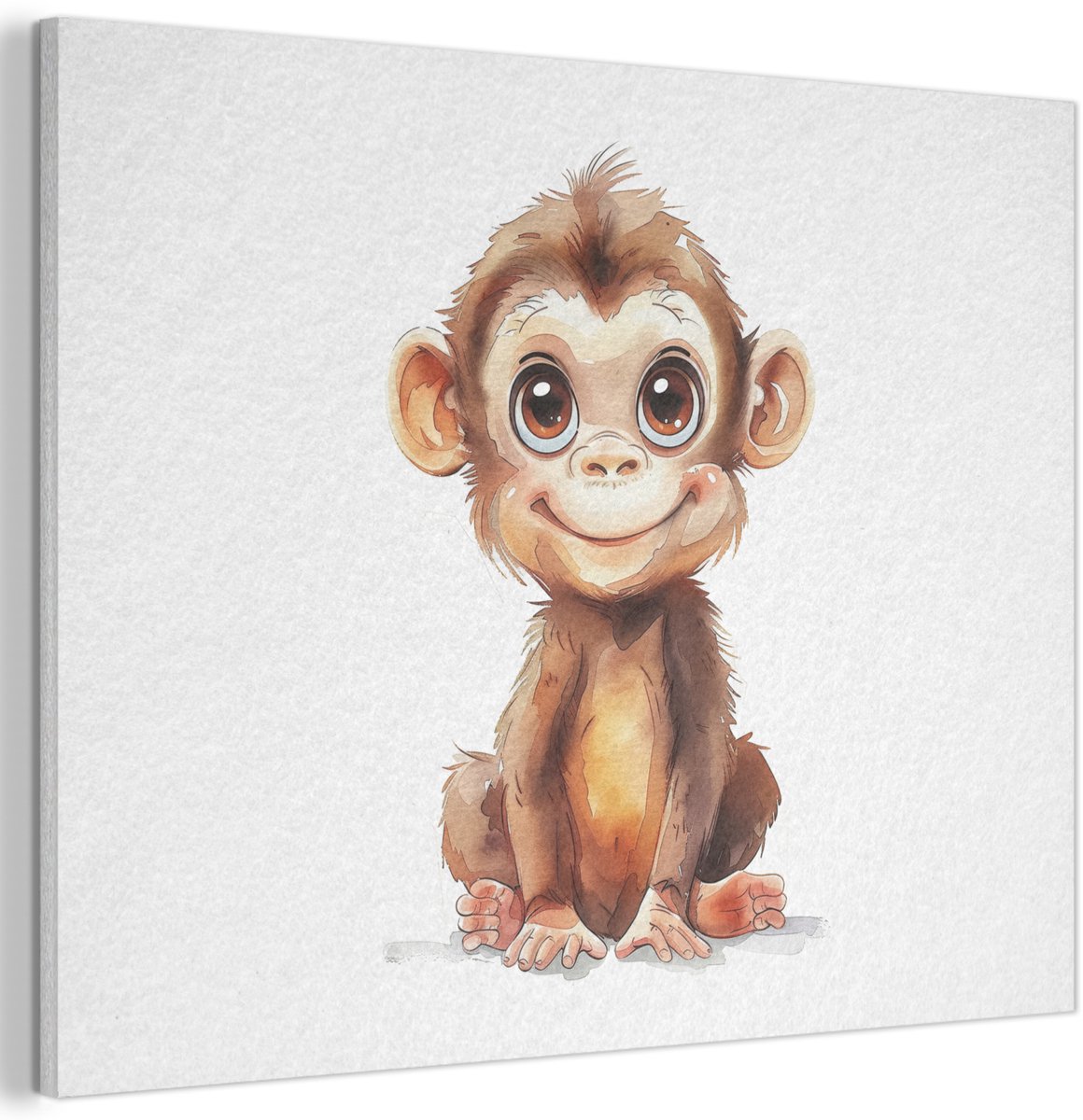 Akoestisch wandpaneel 100x70 cm - Vilt schilderij Aap - Baby - Jungle dieren - Akoestische panelen - Geluidsdempende wanddecoratie - Geluidsisolatie woonkamer - Muurdecoratie geluidspanelen