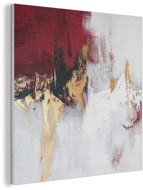 Akoestisch wandpaneel 50x50 cm - Vilt schilderij Rood - Marmer ...