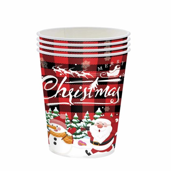 Meedeer Kerstfeestservies-Wegwerp Servies Set 24 personen-Papieren borden-Papieren bekers-Papieren handdoeken-Rietjes-TafelkledenKerstmis-feestaccessoires-set voor Kerstmis van Merkloos — afbeelding 5