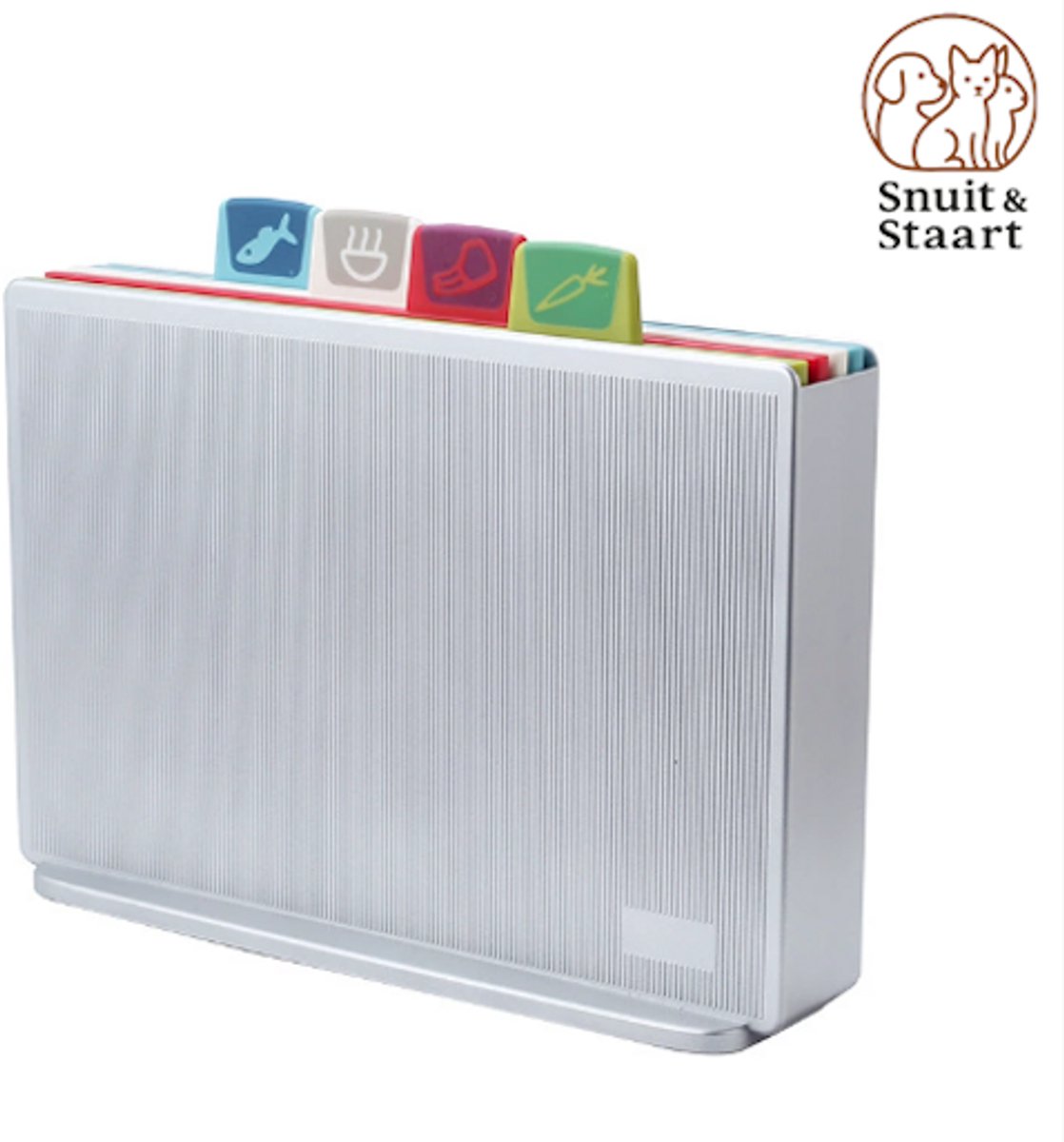 Snijplankenset met Houder - 4 stuks - Antislip - Kunststof - Vaatwasser veilig - 30x20 cm - Snijplanken set - inclusief houder - 4 Snijplanken - Antibacterieel - Sinterklaas - Kerst - Sinterklaas Cadeau - Kerst Cadeau - Keuken Snijplanken Set