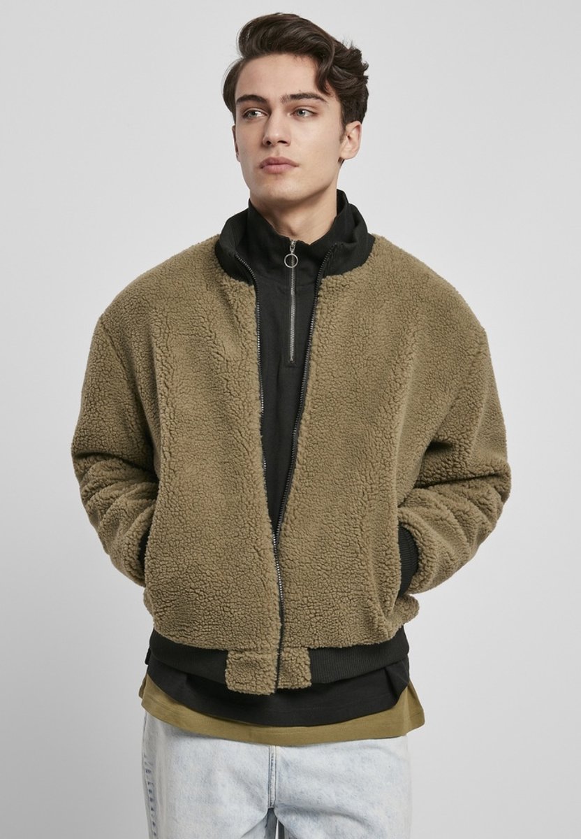 Urban Classics Boxy Sherpa Jacket M Groen