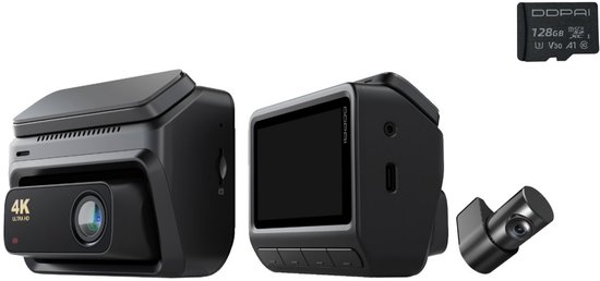 Dashcam Auto Camera Voor en Achter - 4K Beeld - 128GB SD Kaart - 3 Inch Beeldscherm - GPS - DDPAI Z60