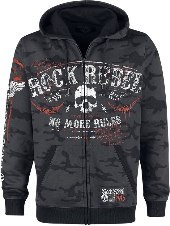 Sweat à capuche gris foncé imprimé Rock Rebel by EMP - Homme - Taille S