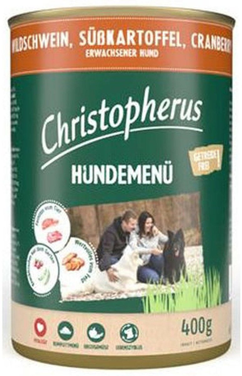 Christopherus hondenmenu Adult 6x400g - wild zwijn, zoete aardappelen