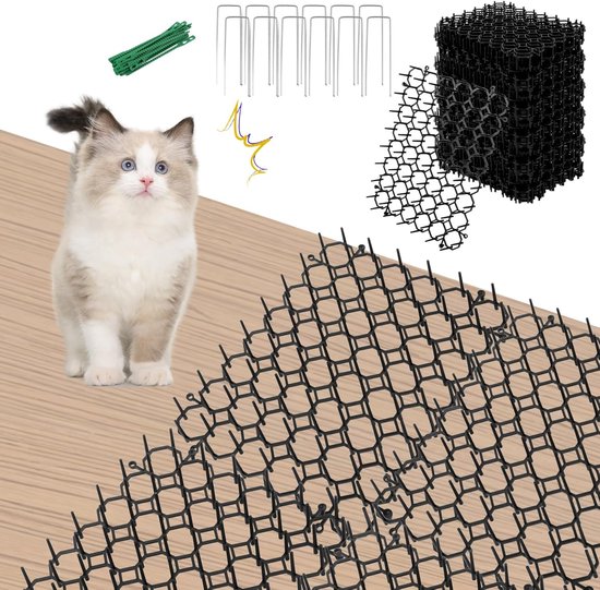 Foto: Spijkermat set tegen katten en dieren 24 delige anti kattenmat met stekels 20x15 cm kattenverjager tuinmat dierenbarri re met 24 grondpinnen en 40 strips katten afweer voor tuin balkon en bloembedden