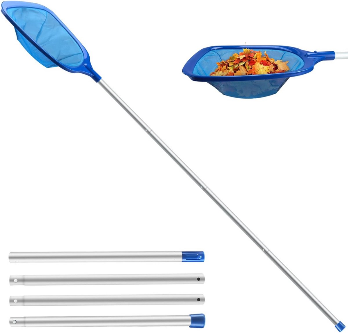 MMM® Zwembad Schepnet - Zwembad Net - Schepnet - 161 cm Lang met Telescopische Stang - 14,5 cm Diep