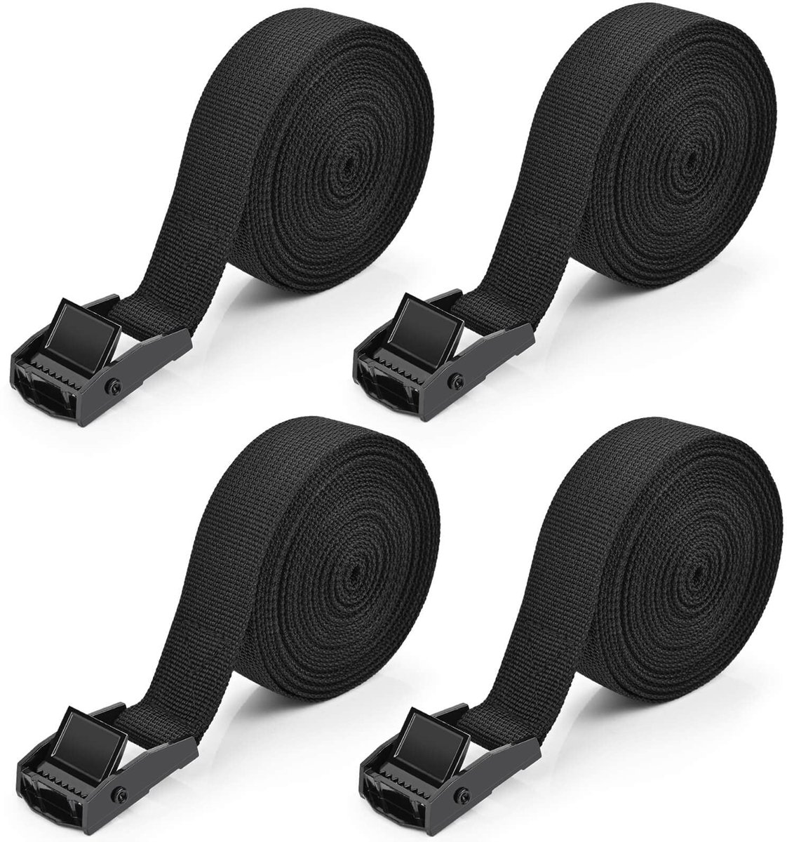 Spanbanden - Sjorbanden - Zwart - 4 meter - 4 stuks