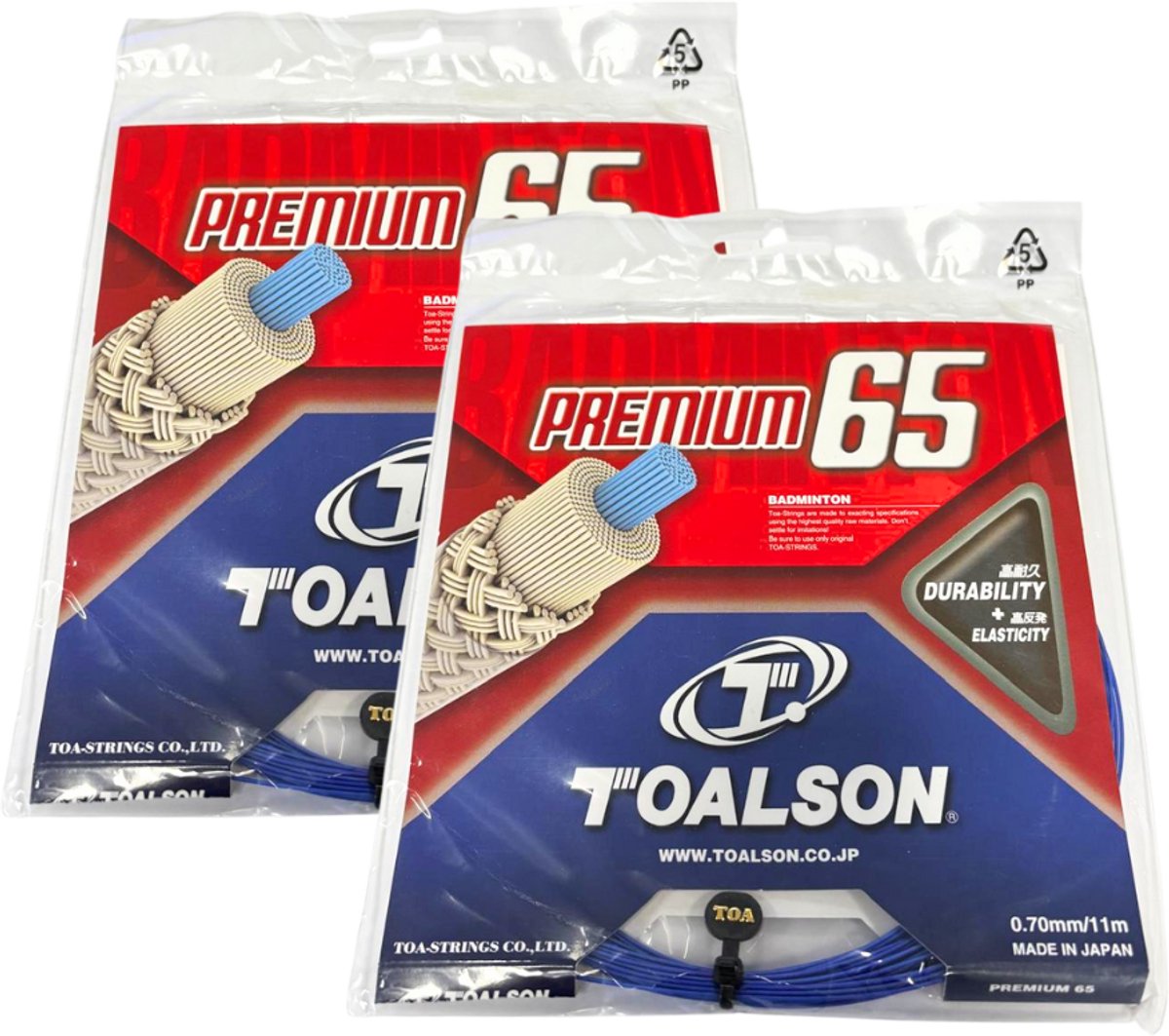 Snaren Badminton Toalson Premium 65 Blauw Set van 2