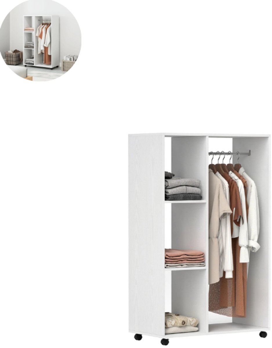 Kledingkast - Slaapkamer - Kledingkasten - Ladekasten - Commode - Organizer - Massief - Wit