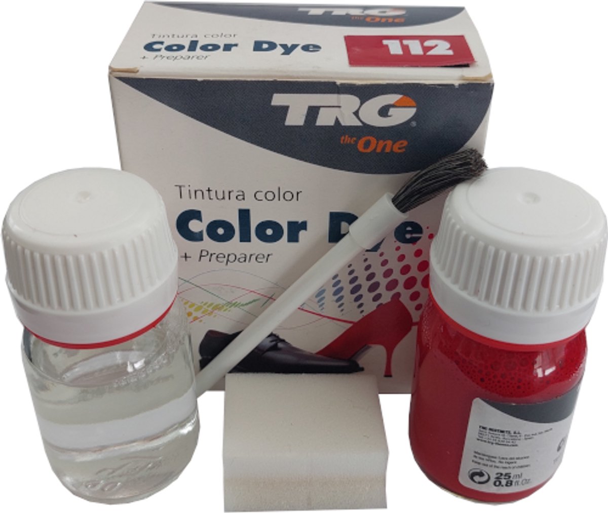 TRG Color Dye - Schoenverf + Lederverfbasis - Schoenverf Set - Verf voor Schoenen - Leer/Stof/Synthetische Ledersoorten - Rood - Schoenverf