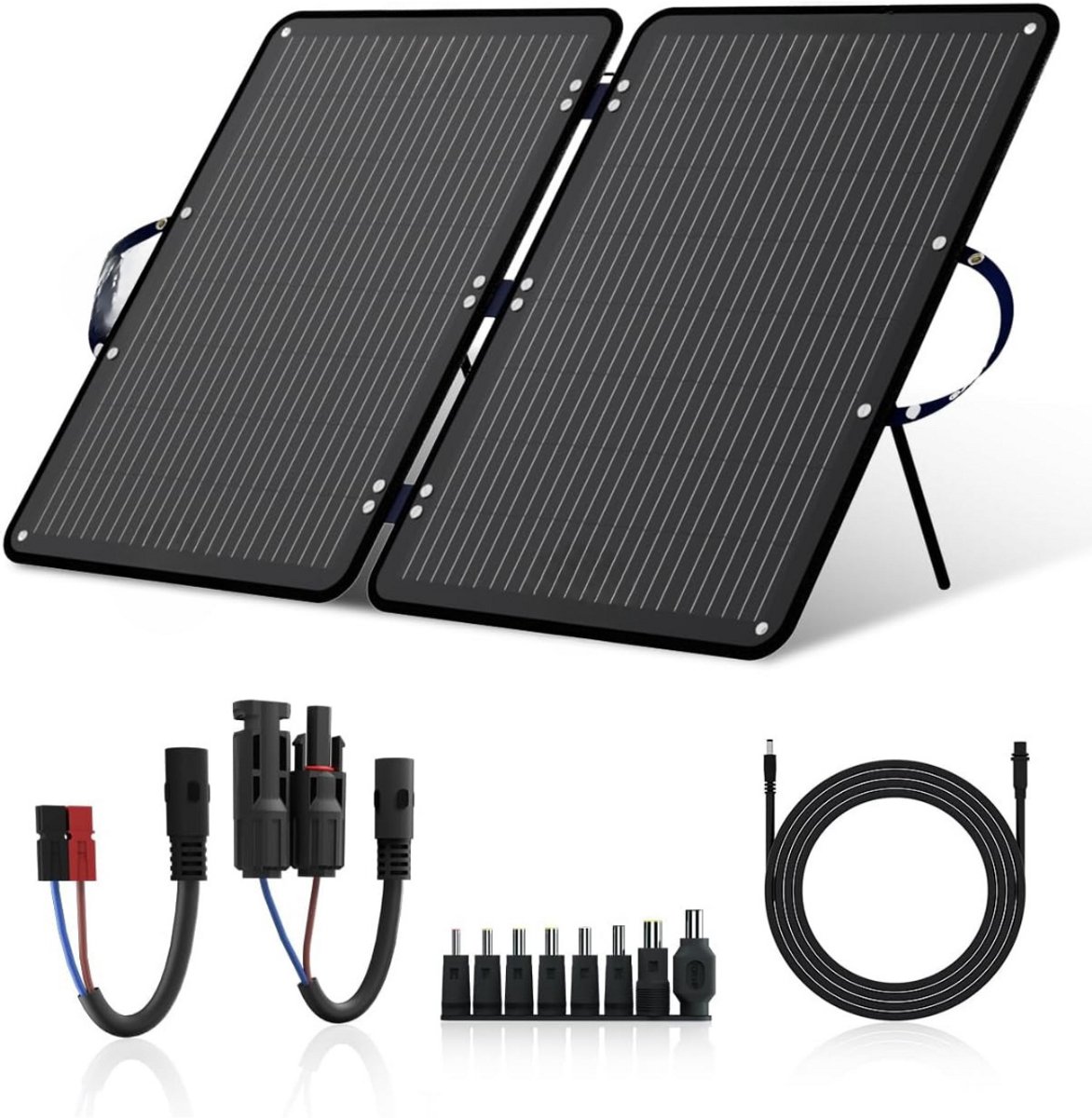 MMM® Zonnepanelen Compleet Pakket - Zonnepanelen - Zonnepanelen met Stekker - 12V met 10 DC-Adapter, 30°/40° - Verstelbare Standaard