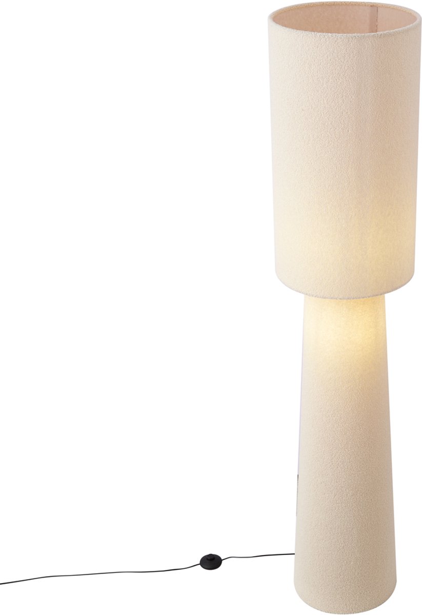 QAZQA trompet - Japandi Vloerlamp | Staande Lamp - 2 lichts - H 165 cm - Beige - Woonkamer thumbnail 2